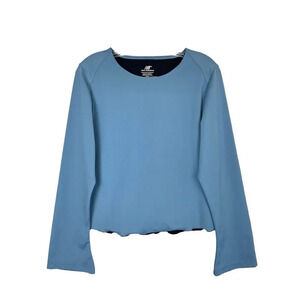 New Balance Crop Pullover Top M Blue Flared Long Sleeve Round Neck Athleisure